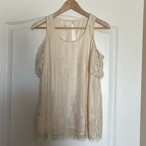 Maurice’s cold shoulder lace overlay top in cream
